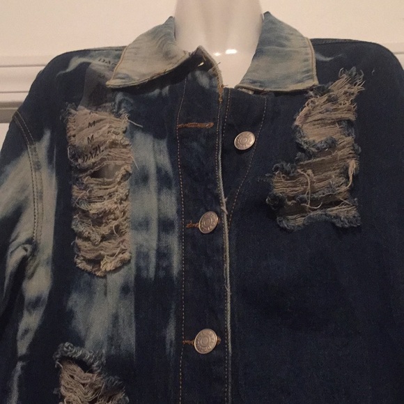 NWT Distressed Denim Jacket - Picture 2 of 4